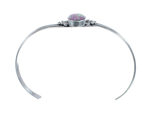 Pink Opal Sterling Silver Native American Cuff Bracelet AX125910