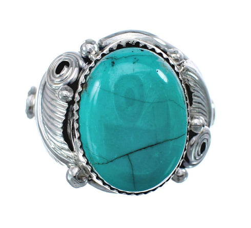 Sterling Silver Turquoise Native American Feather Ring Size 12-3/4 AX126142