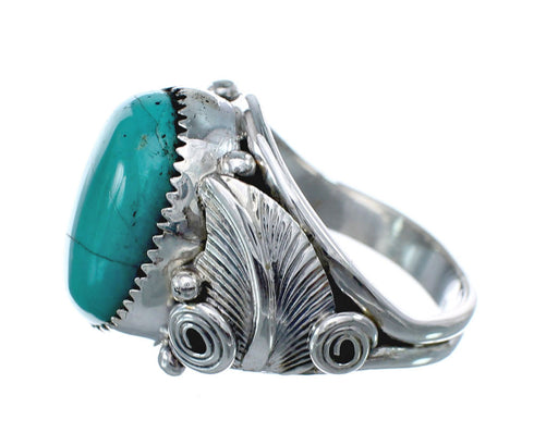 Sterling Silver Turquoise Native American Feather Ring Size 12-3/4 AX126142