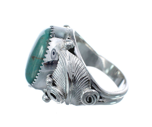 Sterling Silver Turquoise Native American Feather Ring Size 11 AX126143