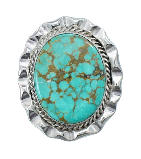 Authentic Sterling Silver Turquoise Navajo Hand Crafted Ring Size 8-1/2 AX126107