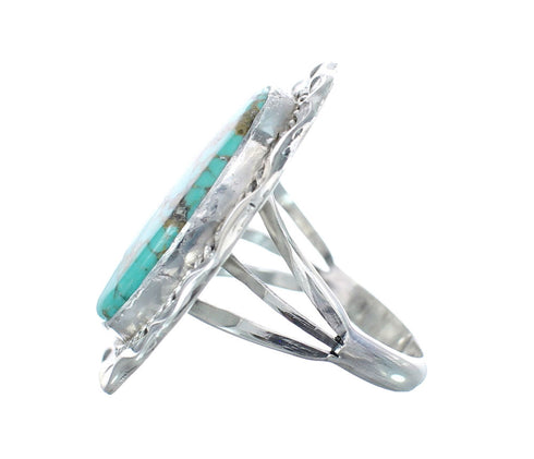 Authentic Sterling Silver Turquoise Navajo Hand Crafted Ring Size 8-1/2 AX126107