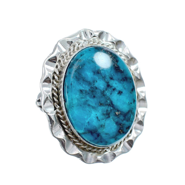 Authentic Sterling Silver Turquoise Navajo Hand Crafted Ring Size 8-3/4 AX126108