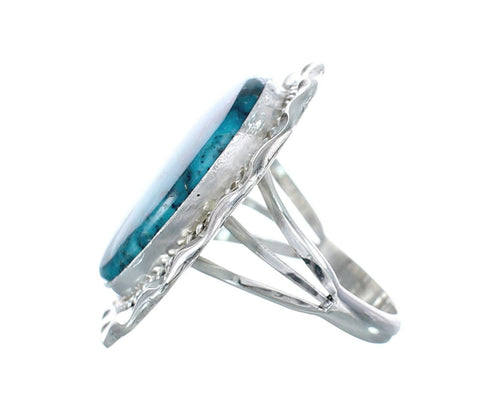 Authentic Sterling Silver Turquoise Navajo Hand Crafted Ring Size 8-3/4 AX126108