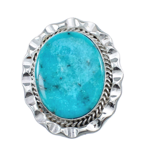 Authentic Sterling Silver Turquoise Navajo Hand Crafted Ring Size 5-3/4 AX126112