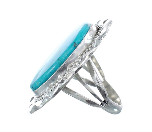 Authentic Sterling Silver Turquoise Navajo Hand Crafted Ring Size 7-3/4 AX126113