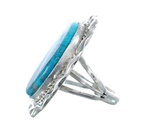 Authentic Sterling Silver Turquoise Navajo Hand Crafted Ring Size 6-1/2 AX126115