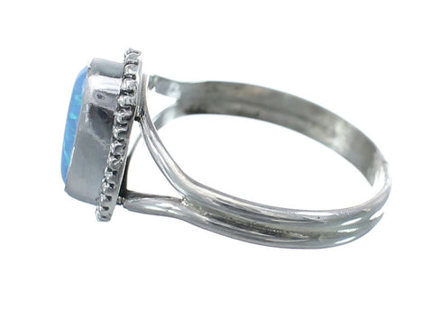 Native American Navajo Sterling Silver Blue Opal Ring Size 7-1/4 AX126138