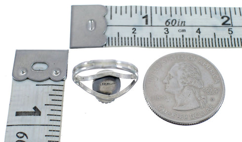 Native American Navajo Sterling Silver Blue Opal Ring Size 7-1/4 AX126138