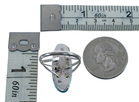 Navajo Turquoise Inlay Sterling Silver Ring Size 8-1/4 AX126125