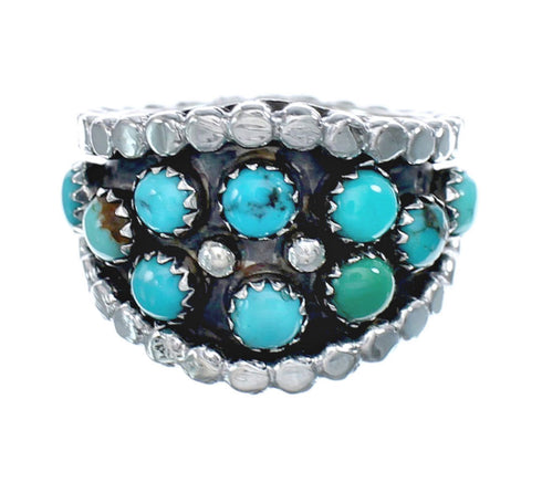 Sterling Silver Turquoise Zuni Ring Size 5-3/4 AX126098