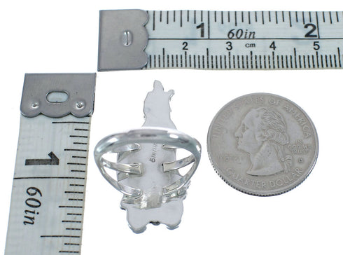 Navajo Wolf Sterling Silver Turquoise Ring Size 7-3/4 AX126410