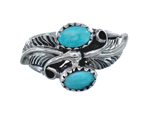 Navajo Leaf Turquoise Genuine Sterling Silver Ring Size 8-1/4 JX130566