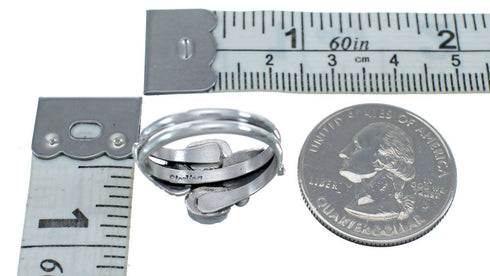 Navajo Leaf Turquoise Genuine Sterling Silver Ring Size 6-3/4 AX126504