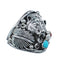 Navajo Indian Sterling Silver Coral And Turquoise Bear Ring Size 13-1/2 AX126497