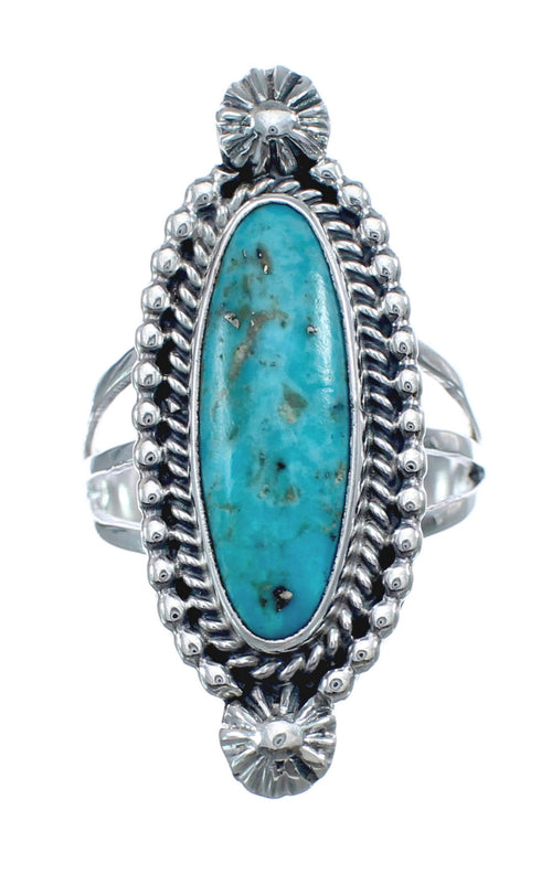 Turquoise Sterling Silver American Indian Ring Size 7-3/4 AX126445