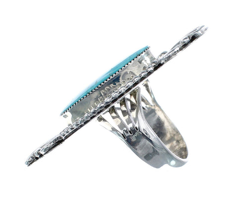 Native American Sterling Silver Real Turquoise Ring Size 7-1/4 AX126420