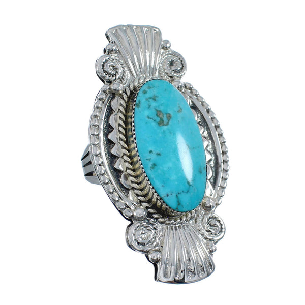 Native American Sterling Silver Real Turquoise Ring Size 8 AX126421
