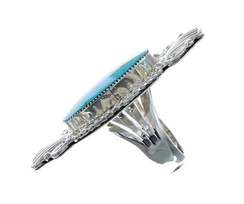 Native American Sterling Silver Real Turquoise Ring Size 8 AX126421