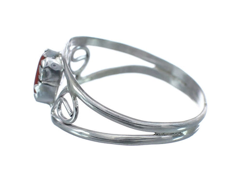 Native American Coral Genuine Sterling Silver Ring Size 5 AX126372