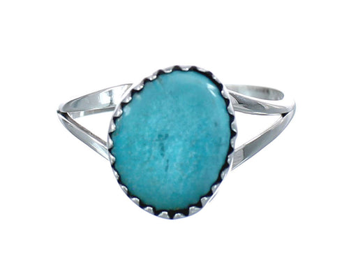 Native American Authentic Sterling Silver Turquoise Ring Size 7-3/4 AX126522