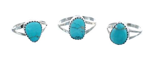 Native American Authentic Sterling Silver Turquoise Ring Size 6-3/4 AX126519