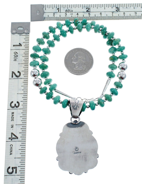 Sterling Silver Turquoise Native American Bead Necklace Set JX126979