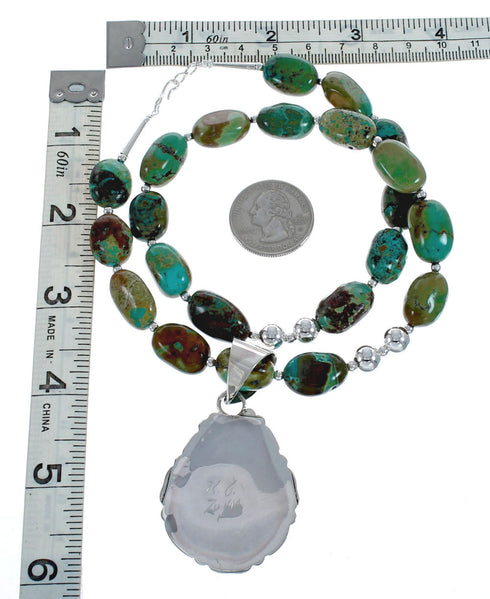 Sterling Silver Turquoise Native American Bead Necklace Set JX126982