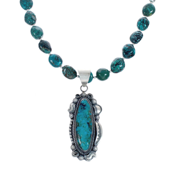 Sterling Silver Turquoise Native American Bead Necklace Set JX126970
