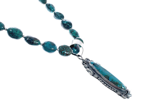 Sterling Silver Turquoise Native American Bead Necklace Set JX126970