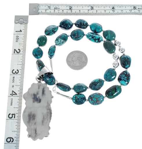 Sterling Silver Turquoise Native American Bead Necklace Set JX126970