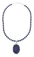 Sterling Silver And Lapis Navajo Bead Pendant Necklace Set JX127008