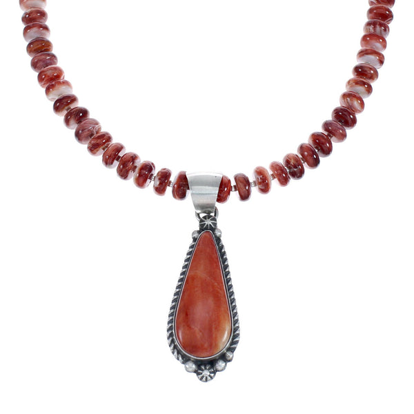 Oyster Shell Navajo Silver Bead Necklace Pendant Set JX126999