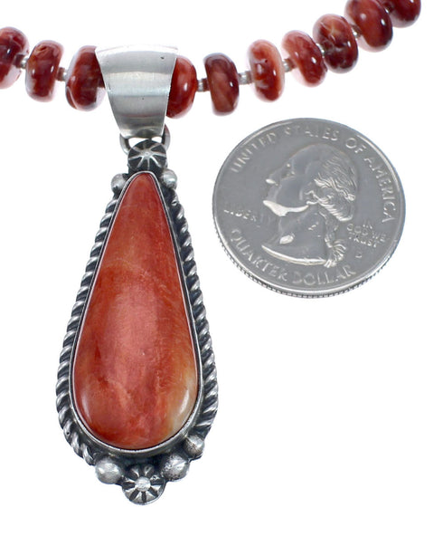 Oyster Shell Navajo Silver Bead Necklace Pendant Set JX126999