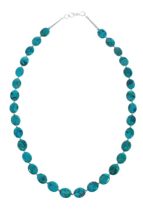 Native American Navajo Turquoise Bead Sterling Silver Necklace JX126996