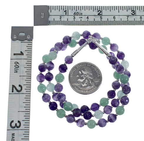 Native American Jade and Charoite Sterling Silver Bead Necklace JX127004
