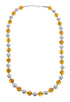 Native American Amber And Mother of Pearl Sterling Silver Bead Necklace JX126997