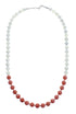 Sterling Silver Pink Coral and Mother of Pearl Bead Necklace JX127011