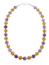 Amber And Amethyst Sterling Silver Bead Necklace JX126877