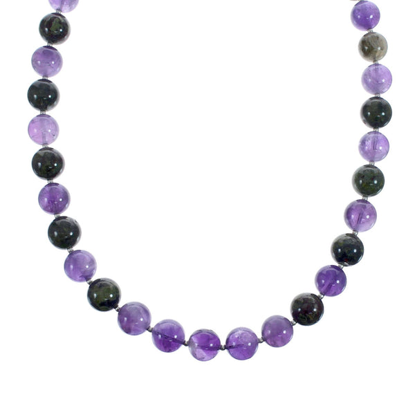 Amethyst and Jasper Sterling Silver Bead Necklace JX126890