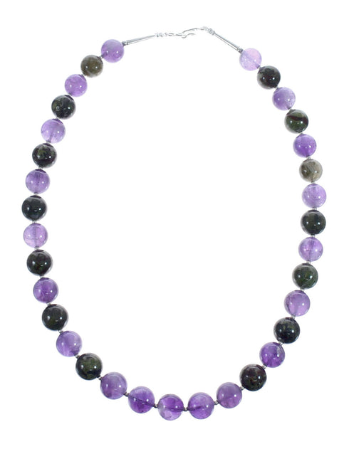 Amethyst and Jasper Sterling Silver Bead Necklace JX126890