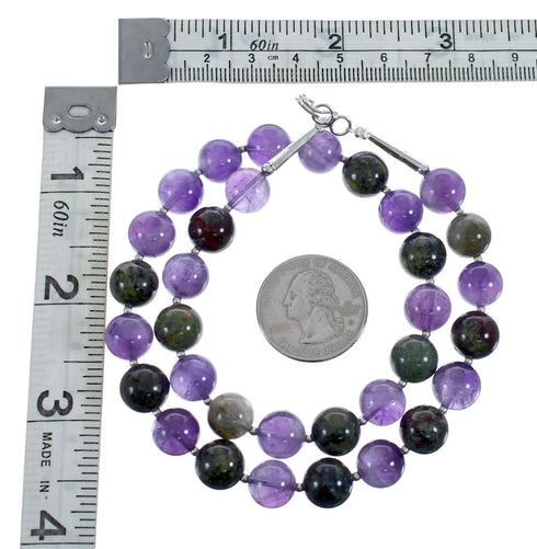 Amethyst and Jasper Sterling Silver Bead Necklace JX126890