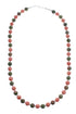 Native American Unakite and Coral Bead Sterling Silver Necklace JX126860
