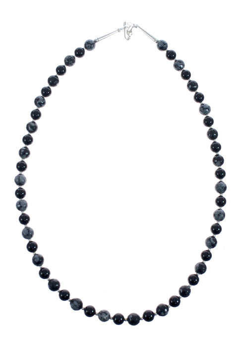 Native American Sterling Silver Agate Bead Necklace JX126889