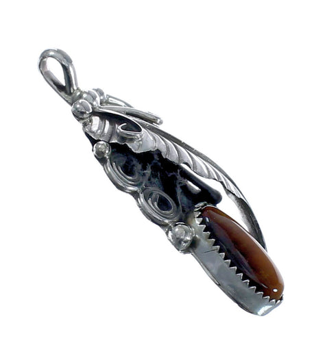 Tiger Eye And Sterling Silver Navajo Leaf Pendant JX126415