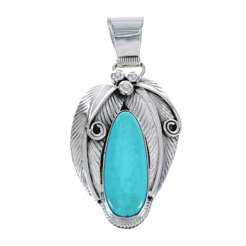 Turquoise Leaf Sterling Silver Native American Pendant JX126357