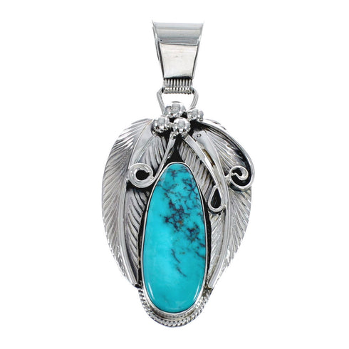 Turquoise Leaf Sterling Silver Native American Pendant JX126360