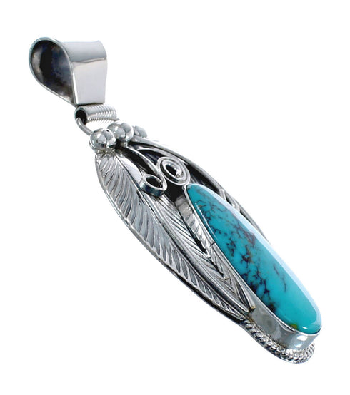 Turquoise Leaf Sterling Silver Native American Pendant JX126362