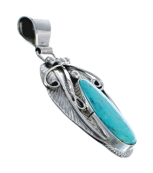 Turquoise Leaf Sterling Silver Native American Pendant JX126366