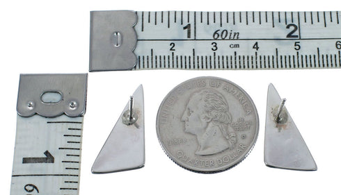 Zuni Turquoise Inlay Sterling Silver Post Earrings JX126388